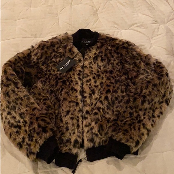 Black Orchid Faux Fur Leopard Jacket - Picture 1 of 4